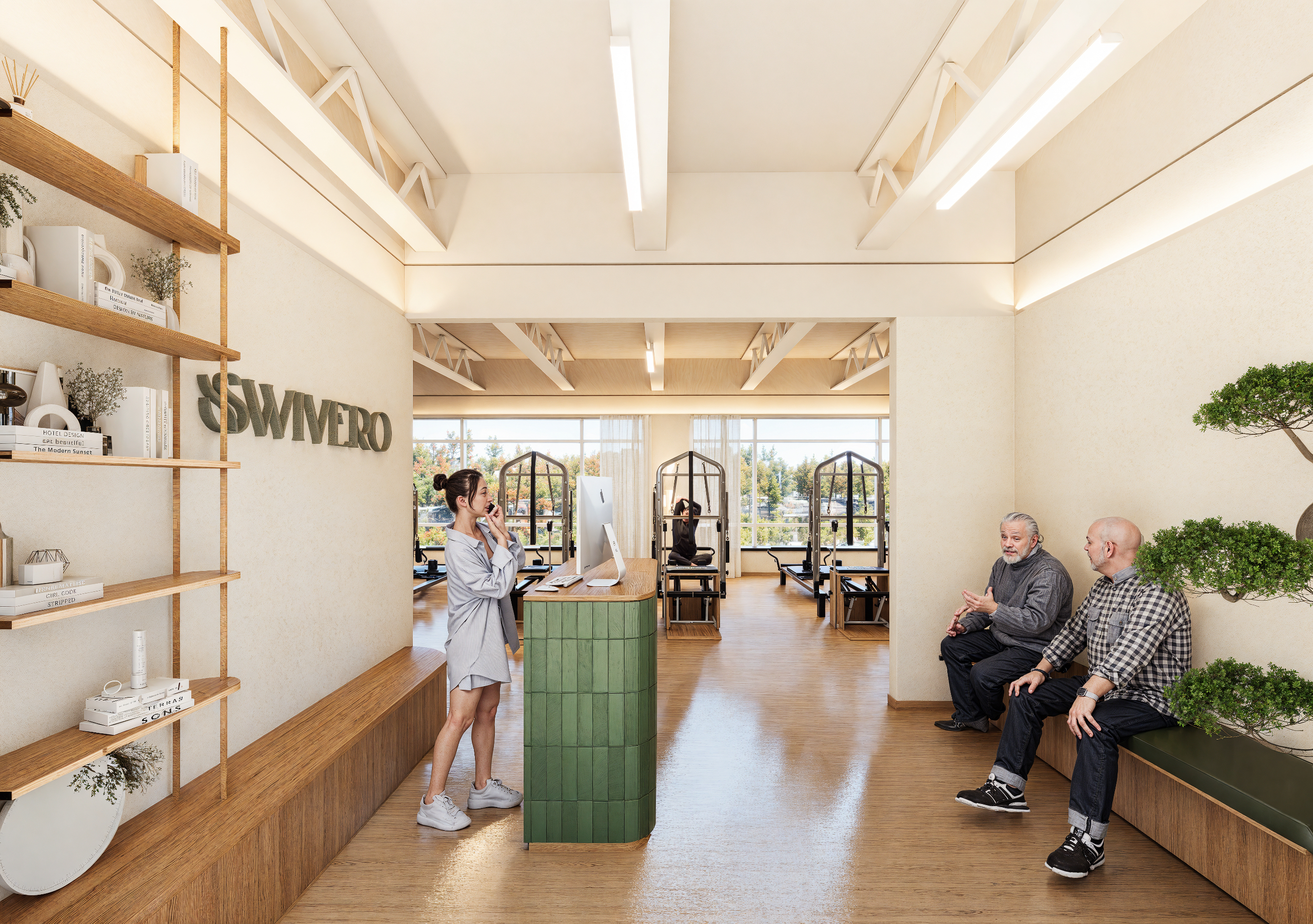 Women working out in studio